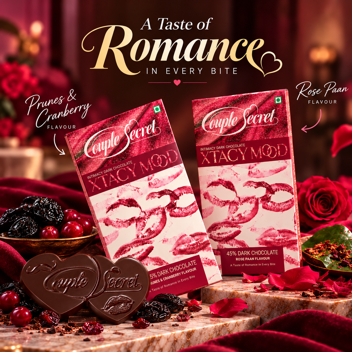 Xtacy Mood ( Intimacy Dark Chocolate) = Pack of 2 (Prunes & Cranberry,Rose Pan)