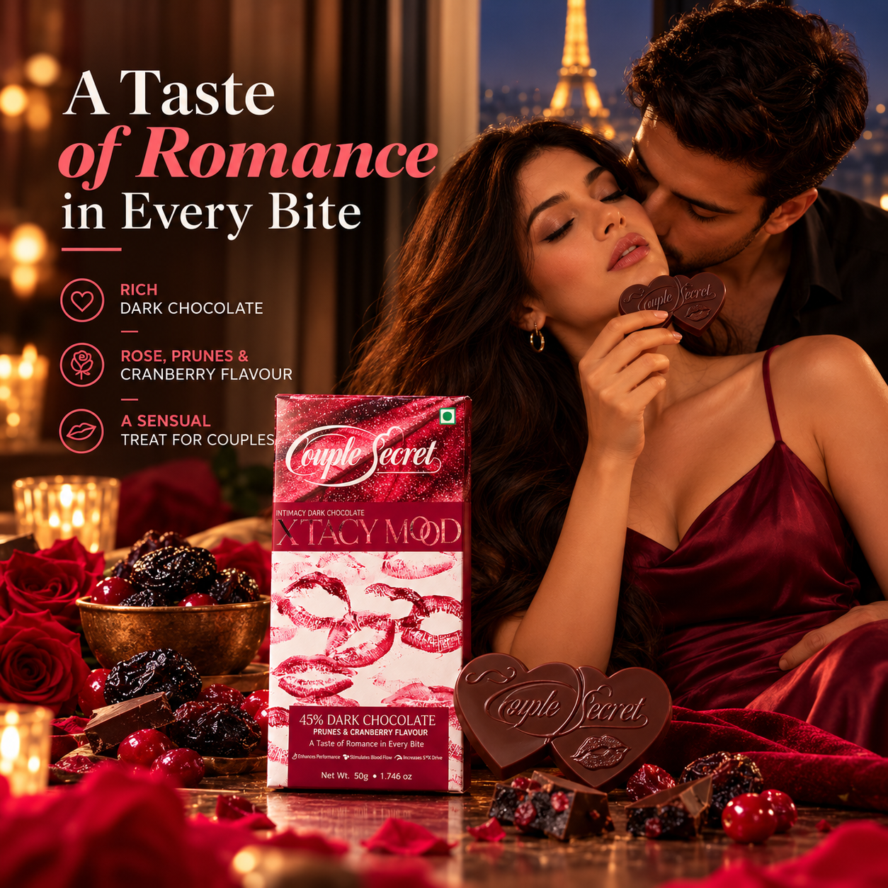 Xtacy Mood ( Intimacy Dark Chocolate) 50g  Prunes & Cranberry