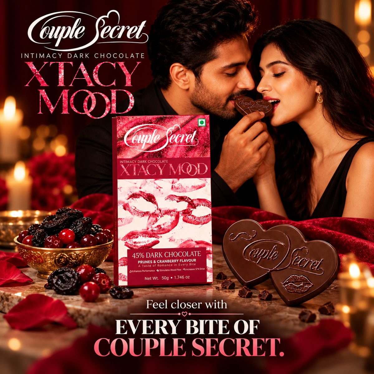 Xtacy Mood ( Intimacy Dark Chocolate) 50g  Prunes & Cranberry
