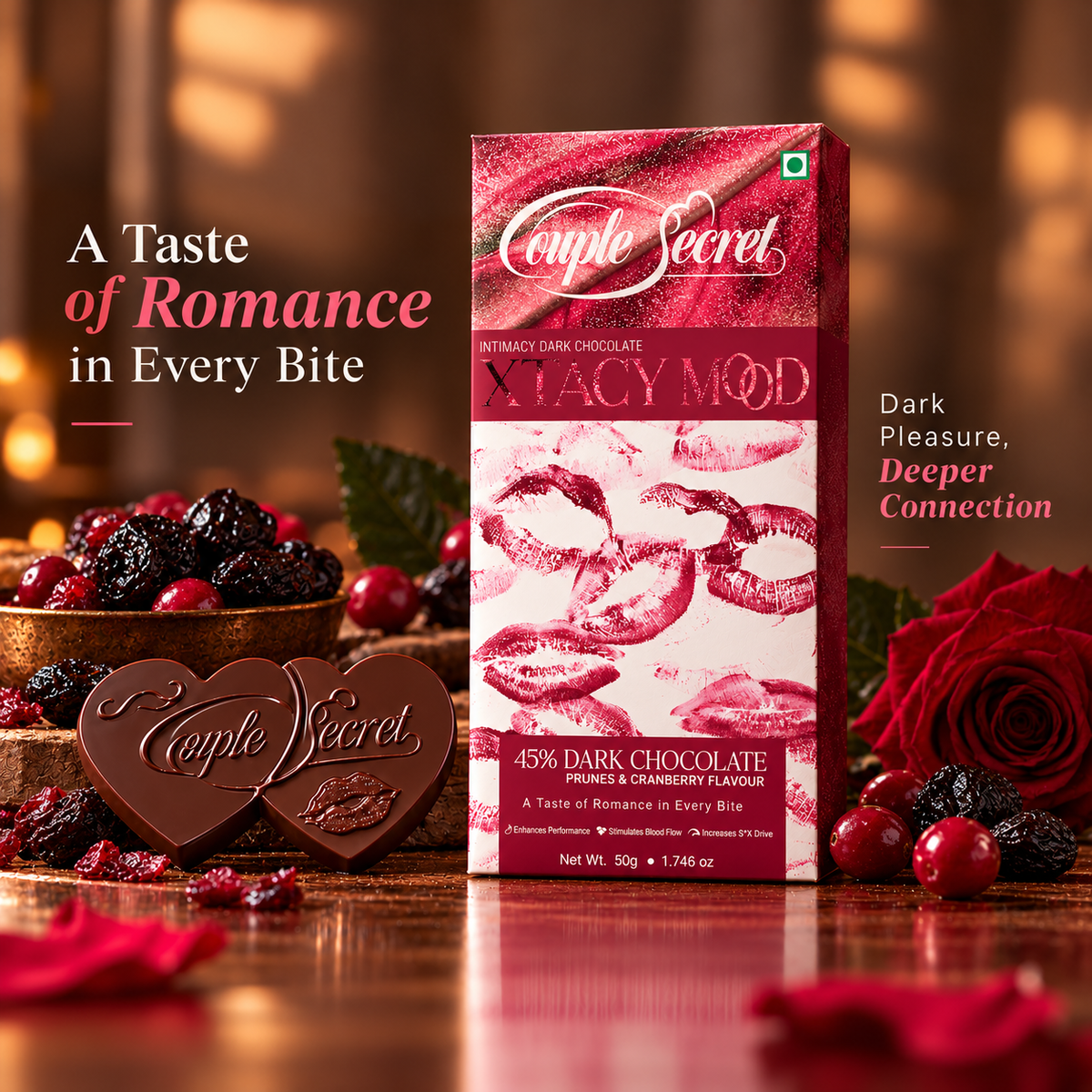 Xtacy Mood ( Intimacy Dark Chocolate) 50g  Prunes & Cranberry
