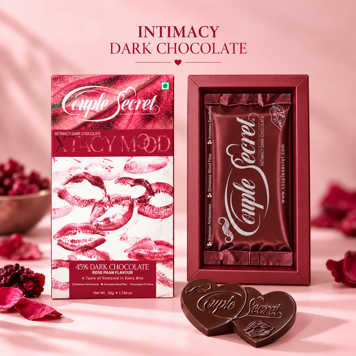 Xtacy Mood ( Intimacy Dark Chocolate) 50g Rose Paan