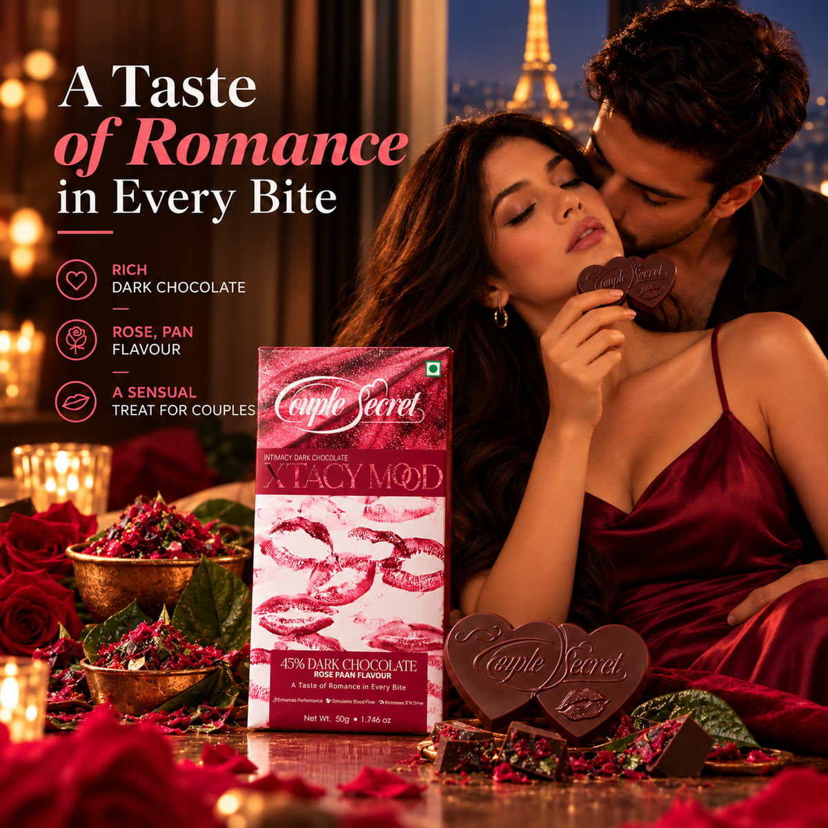 Xtacy Mood ( Intimacy Dark Chocolate) 50g Rose Paan