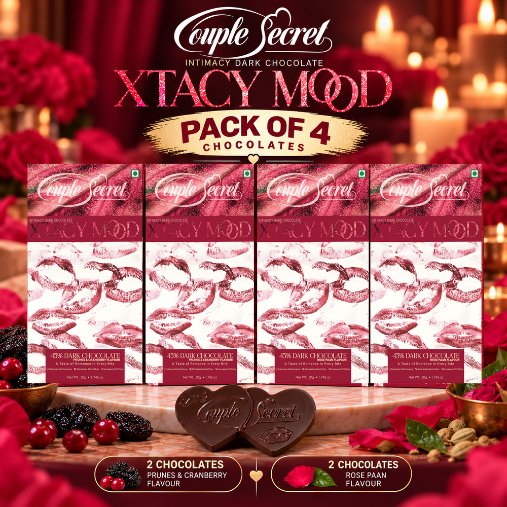 Xtacy Mood ( Intimacy Dark Chocolate) = Pack of 4 (Prunes & Cranberry,Rose Pan)