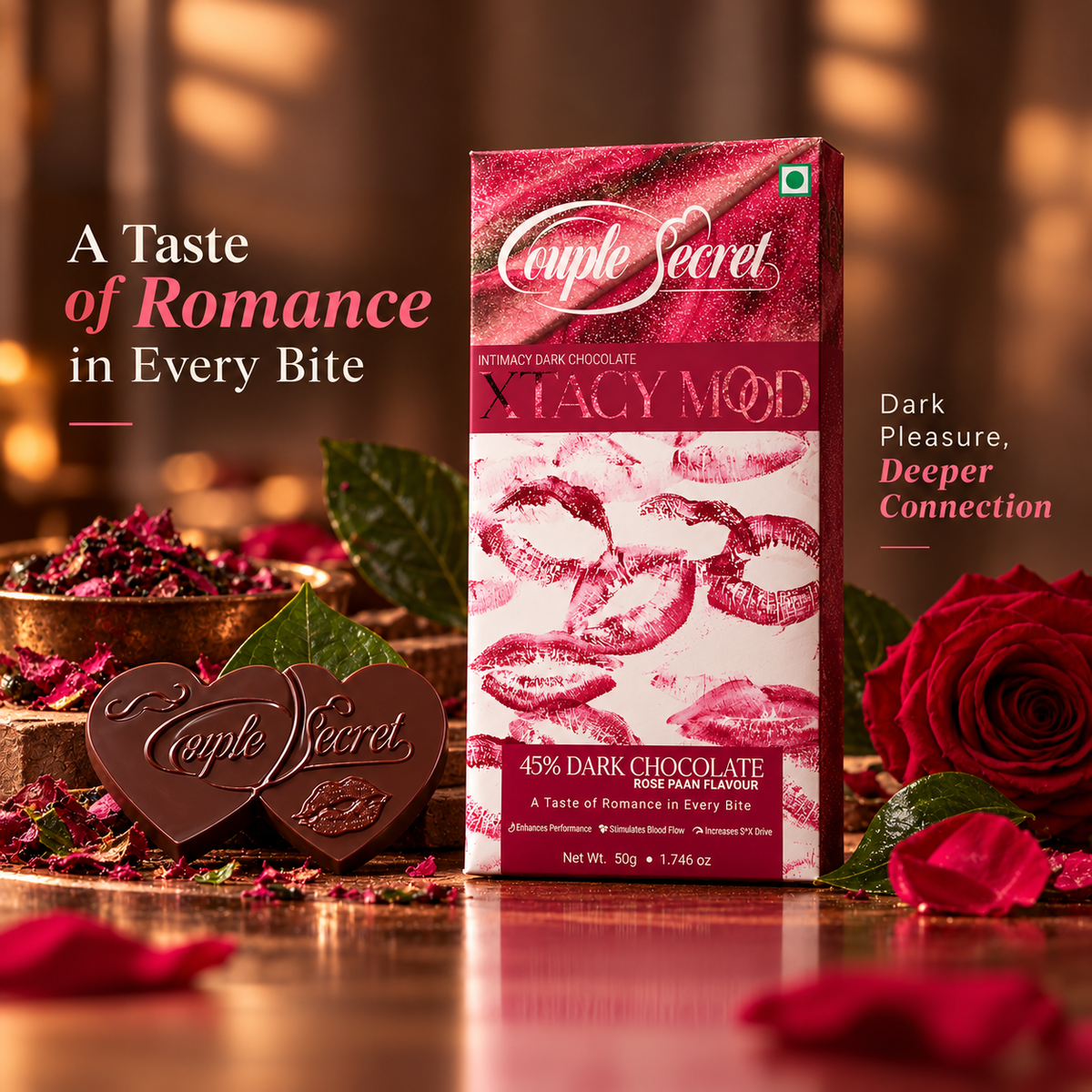 Xtacy Mood ( Intimacy Dark Chocolate) 50g Rose Paan